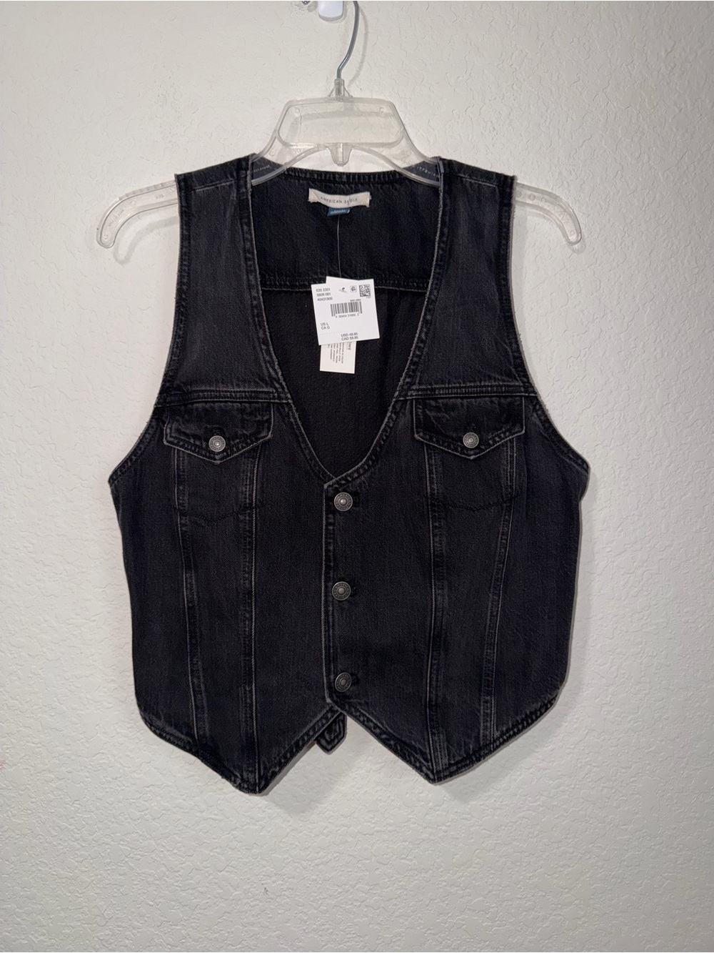 NWT American Eagle Outfitters Black Denim Vest